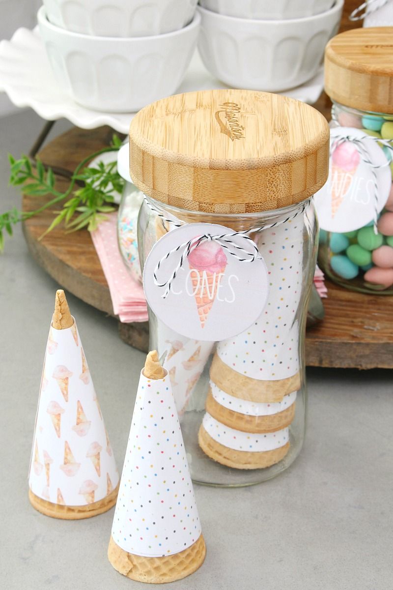 Ice Cream Sundae Topping Party Bar Mason Jar Wood Planter Box