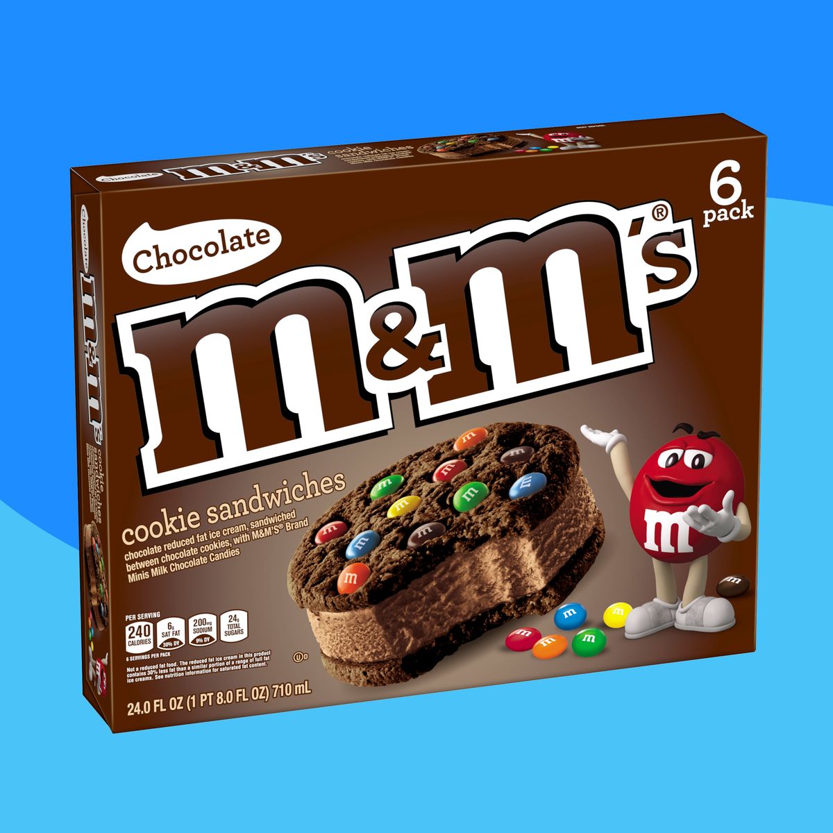 M&M's Chocolate Ice Cream Cookie Sandwich, Single (24 Count