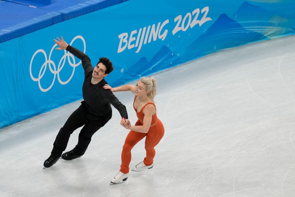 ice dancers kaitlin hawayek and jean luc baker of the usa train