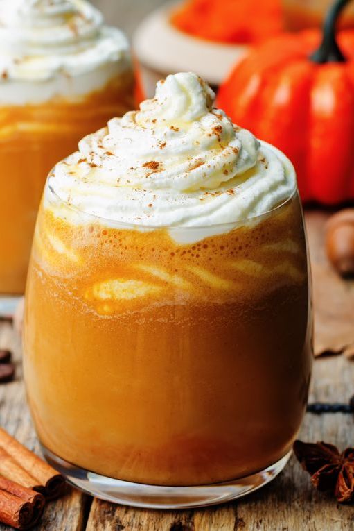 ice honey pumpkin spice latte with whipped cream