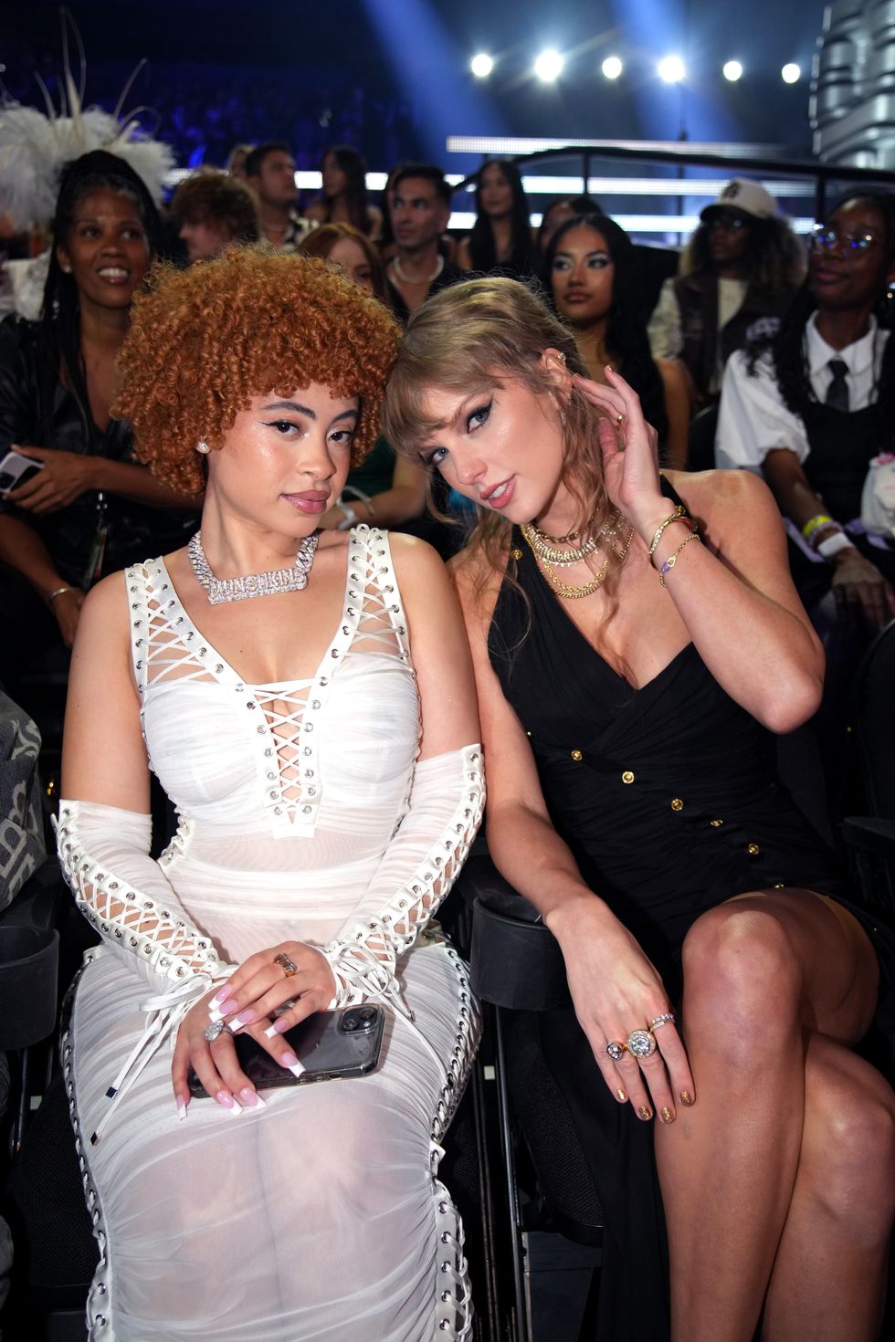 Ice Spice Wears White Dress, Hangs With Taylor Swift at 2023 VMAs
