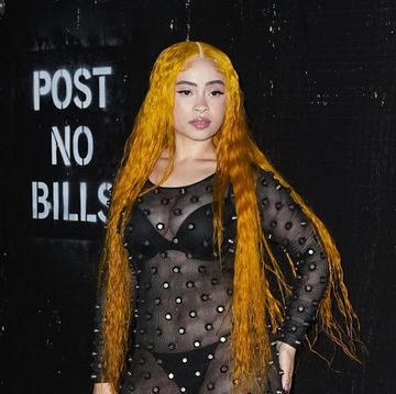 ice spice wears a see through dress and thong to the alexander wang runway show