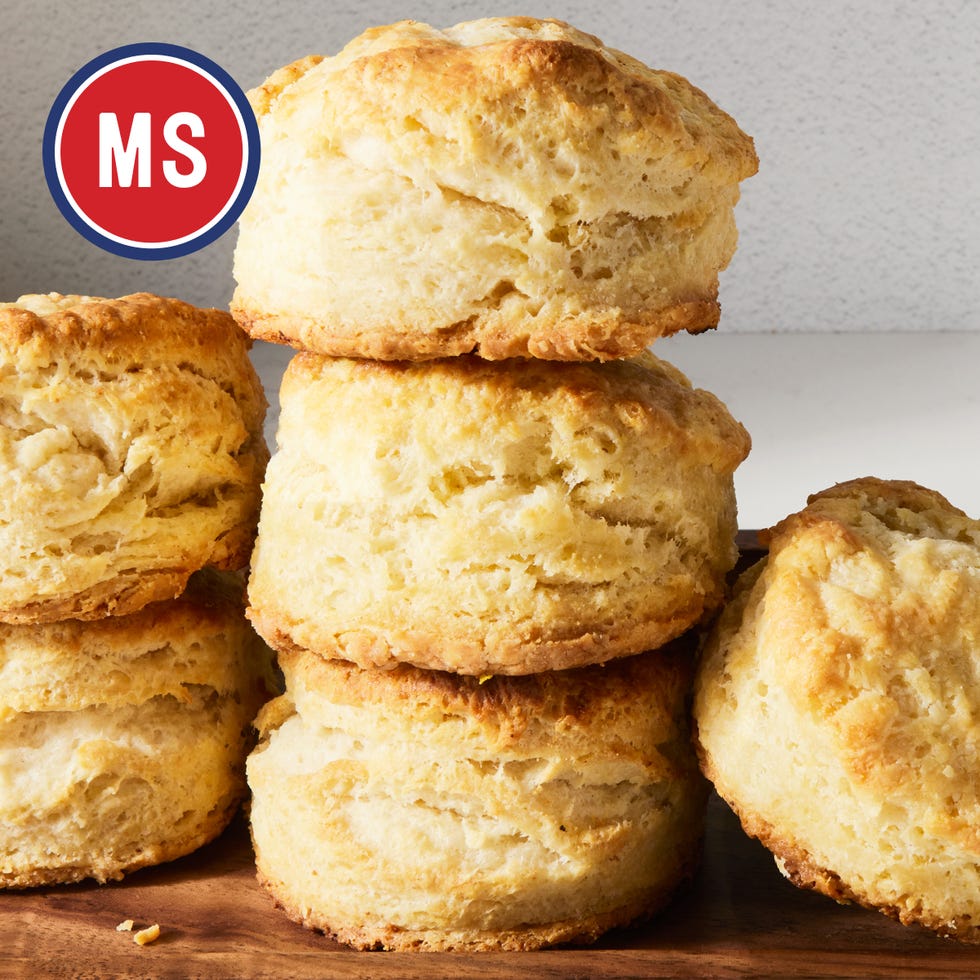 stack of freshly baked biscuits with a simple background