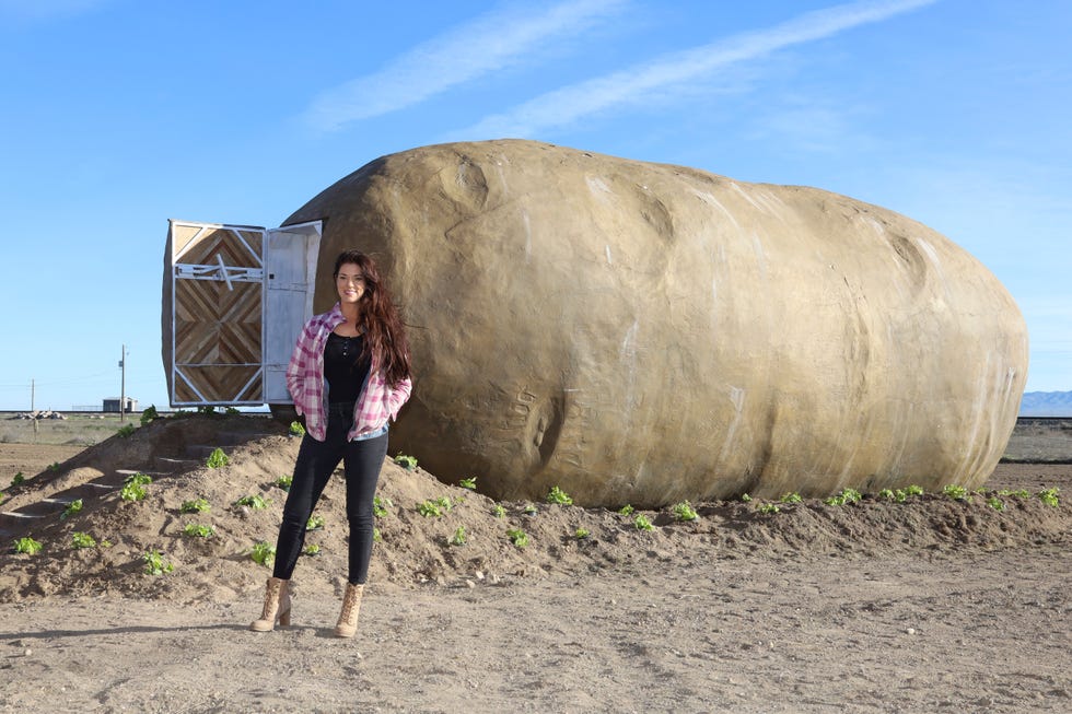 tiny house builder kristie wolfe on the grand opening day of her big idaho® potato hotel in south boise, idaho, april 22, 2019 the unique airbnb dwelling, measuring at 336 square feet, is available for rent on airbnb otto kitsingerap images for idaho potato commission