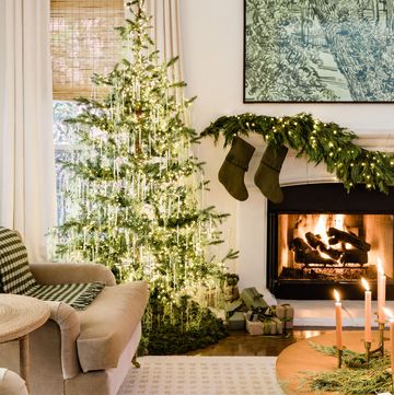 a christmas tree in a living room