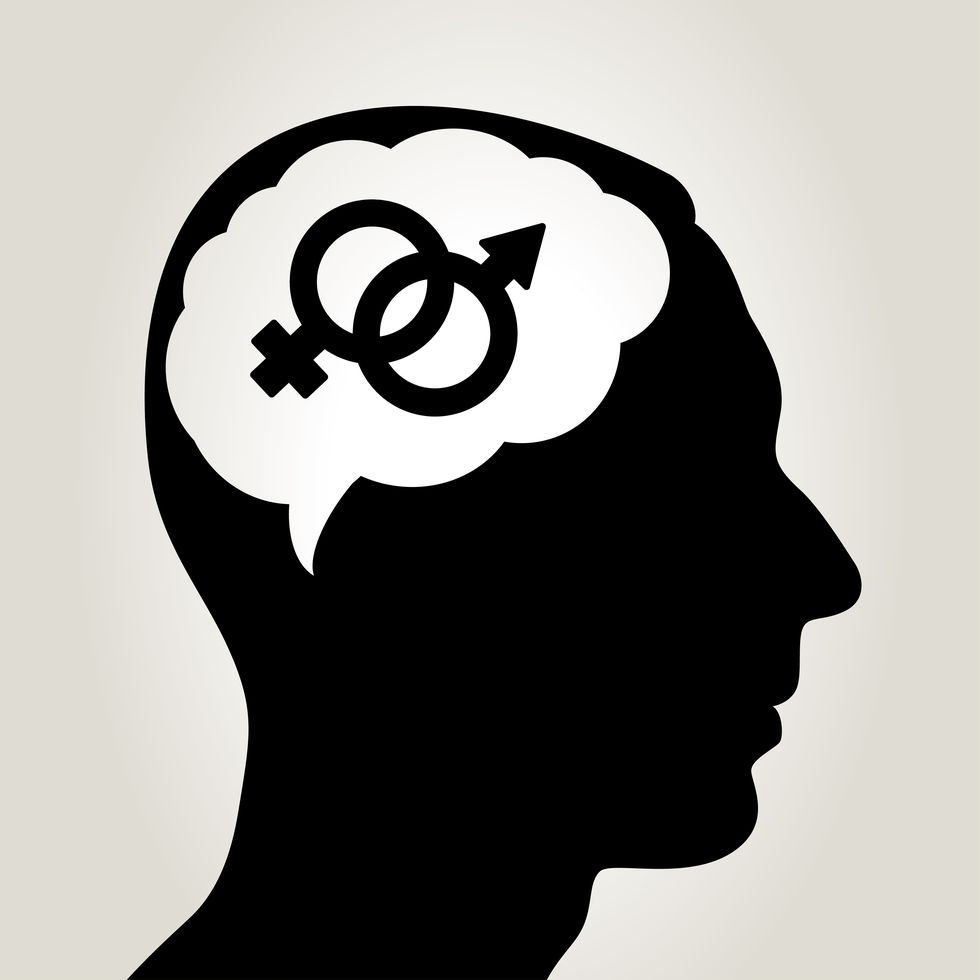 Idea concept in the human brain / Sex symbol vector icons