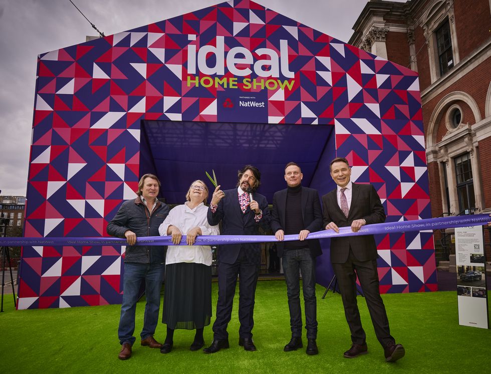 laurence llewlyn bowen, rosemary shrager, david domoney, richard arnold and anthony cotton open 114th ideal home show, in partnership with natwest, at olympia london the show is open from 11th 27th march idealshomeshowcouk