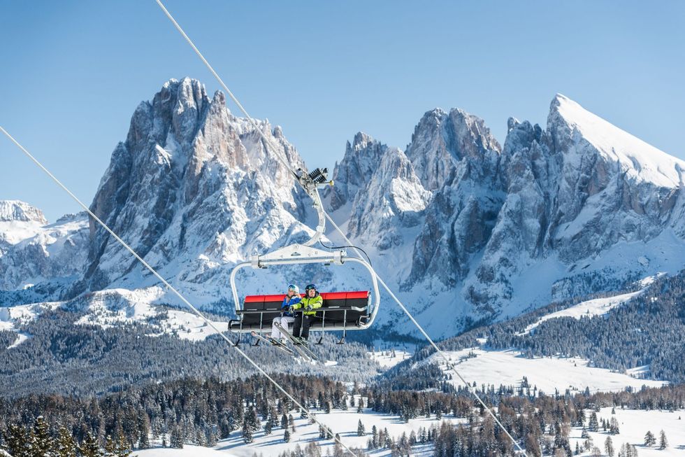 Alle liften in de Seiser Alm doen aan sci a piedi de skis mogen gewoon aanblijven