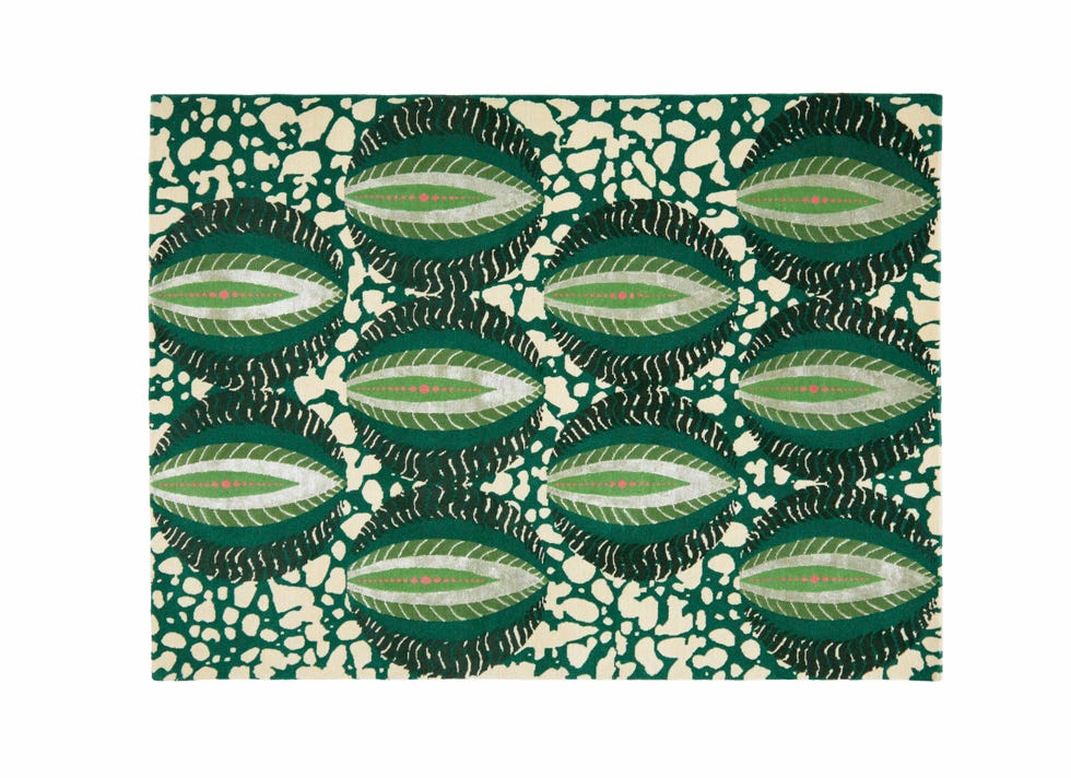 green patterned rug