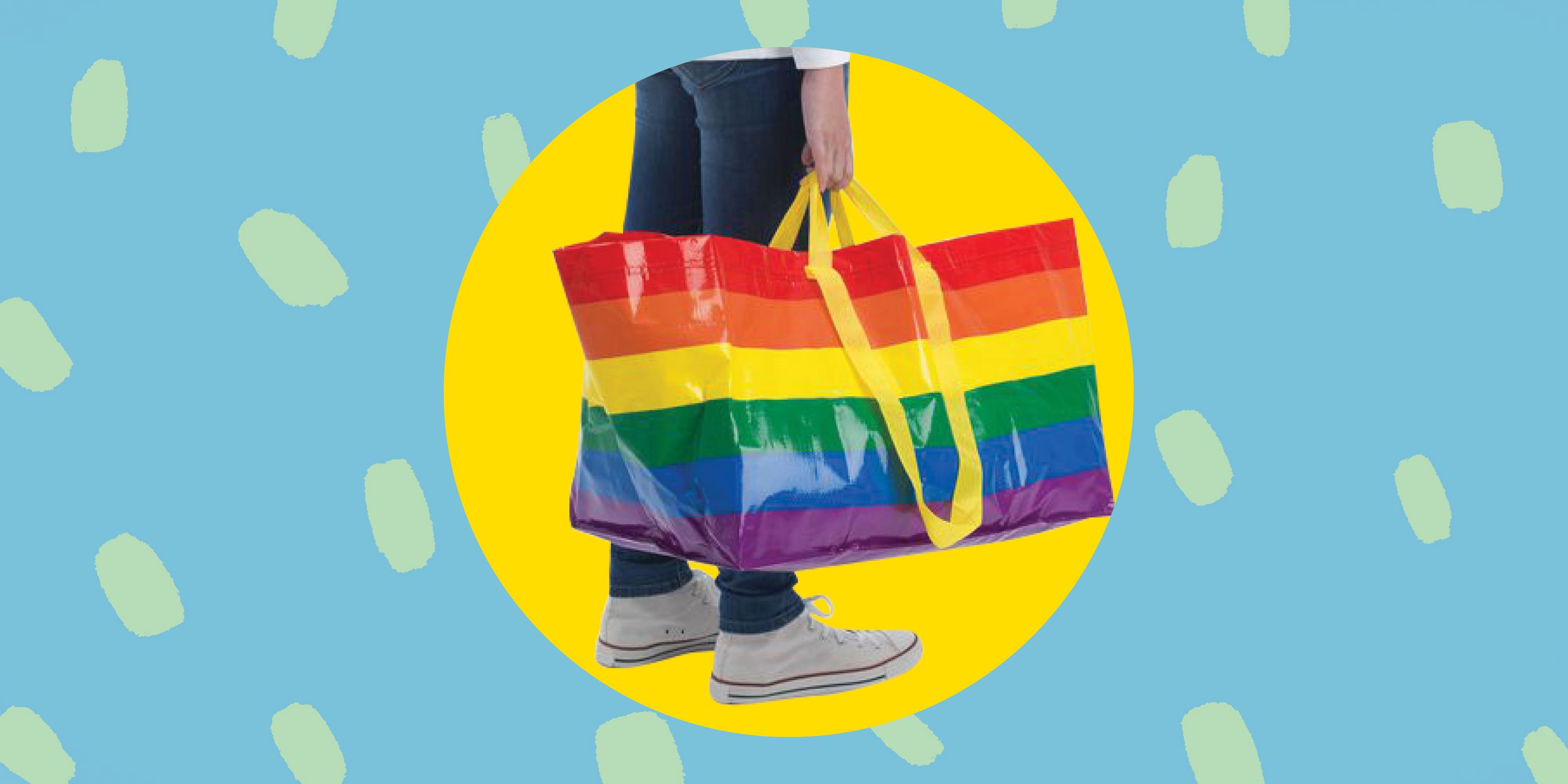 Ikea Kvanting Rainbow Striped Pride Reusable Tote Bag NEW