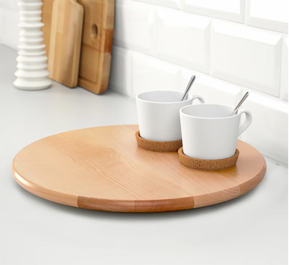 cómo hacer una mesa auxliar con cuatro ensaladeras y un plato giratorio de ikea