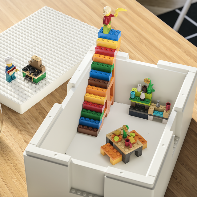 ikea and leggo white storage box with legos