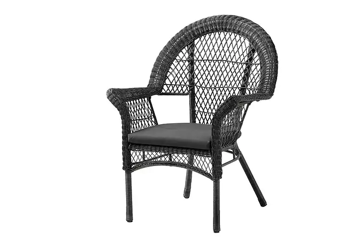 Chair, Furniture, Wicker, Outdoor furniture, Armrest, Auto part, Table, Plant, Style, 