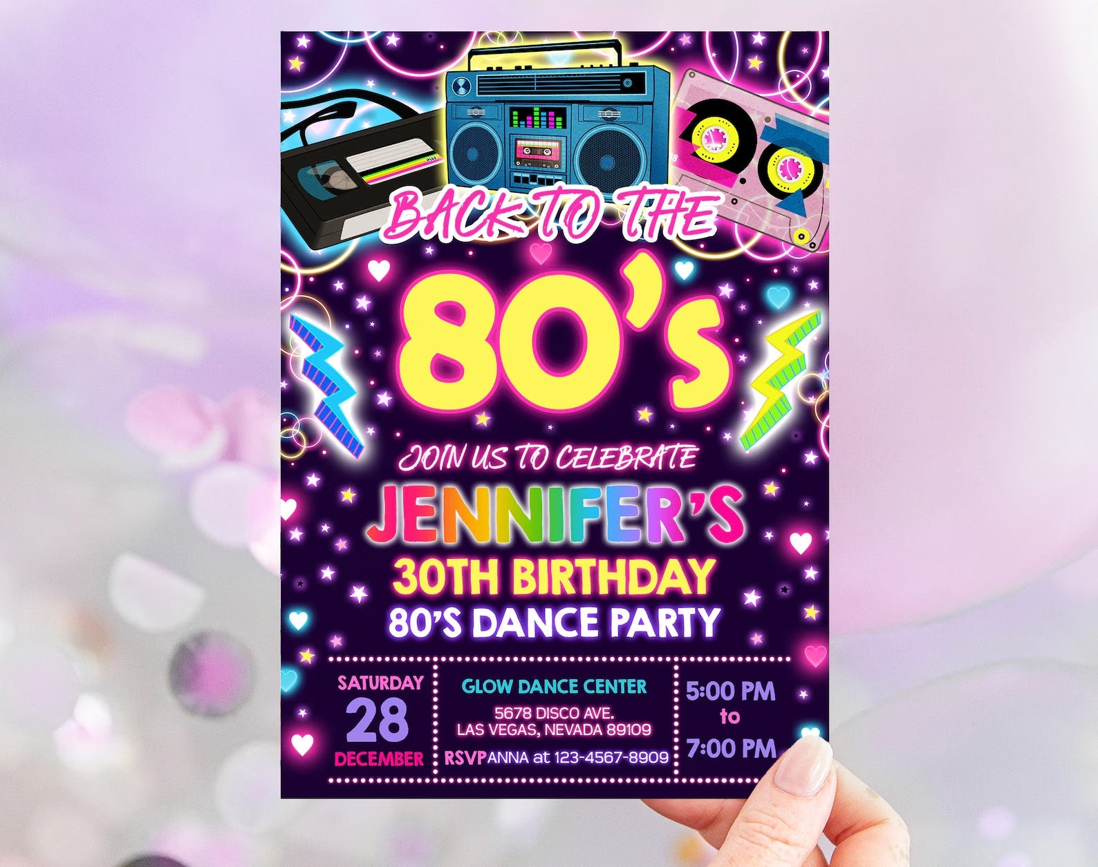 invitación a fiesta de los 80
