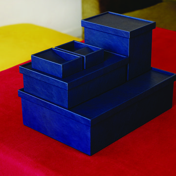 a stack of blue cubes