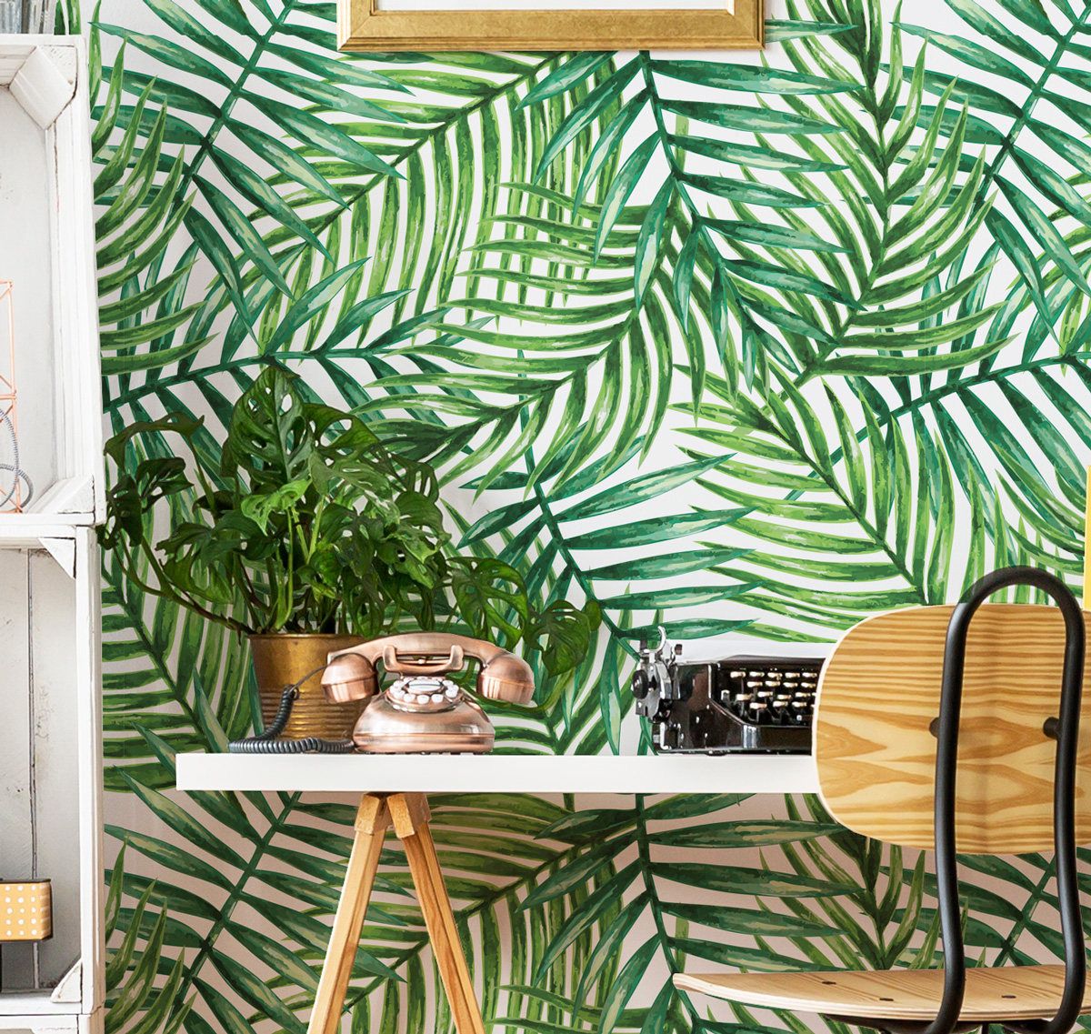 Palm Leaves Tropical Wallpaper for Walls  Palms Over Diamonds