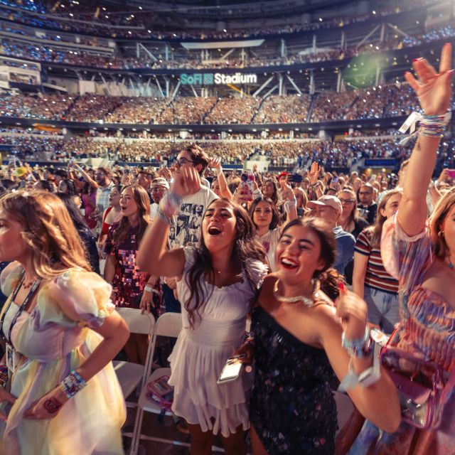inglewood, ca august 07 fans enjoy taylor swifts performance during the eras tour at sofi stadium in inglewood monday, aug 7, 2023 allen j schaben los angeles times via getty images
