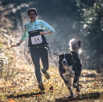 donna corre con il cane donna corre con il cane