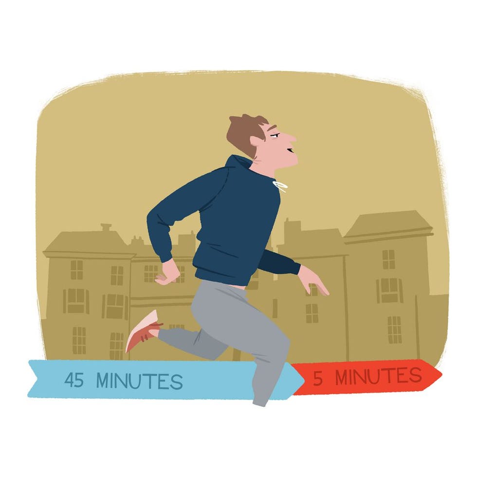 a man running with time indicators illustrating two different durations