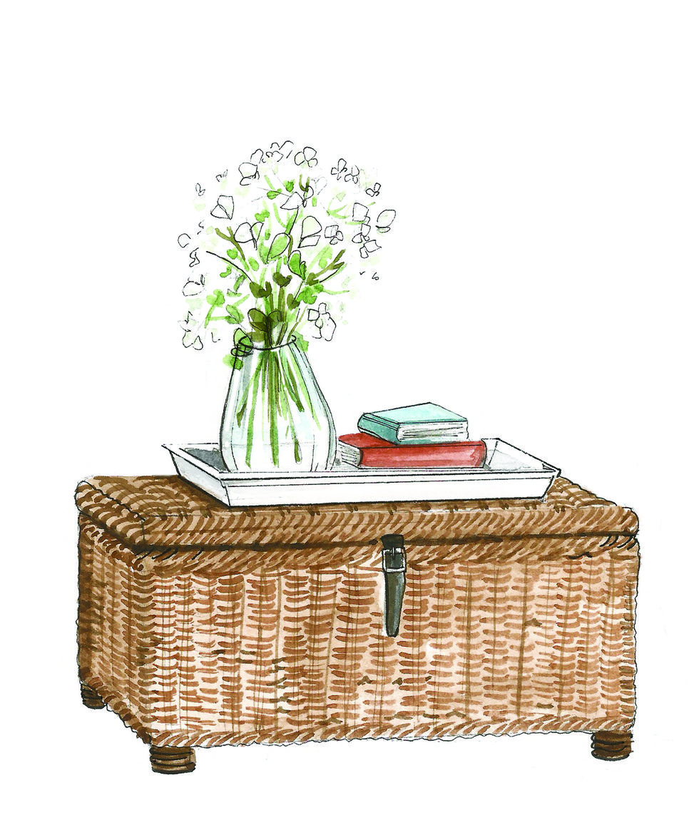 Wicker, Furniture, Table, Coffee table, Picnic basket, Chest, Tree, Rectangle, Basket, Storage basket, 