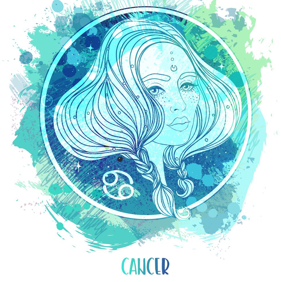 illustration of cancer astrological sign as a beautiful girl