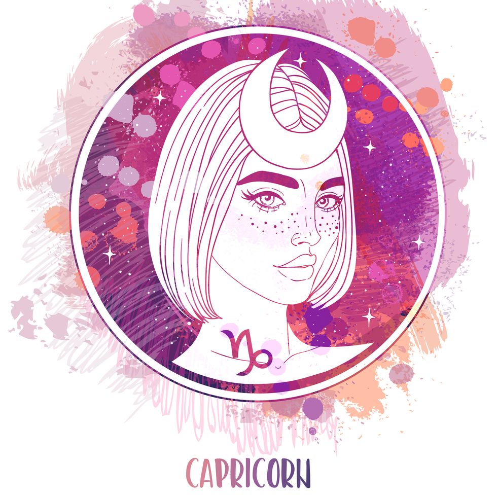 illustration of capricorn astrological sign as a beautiful girl