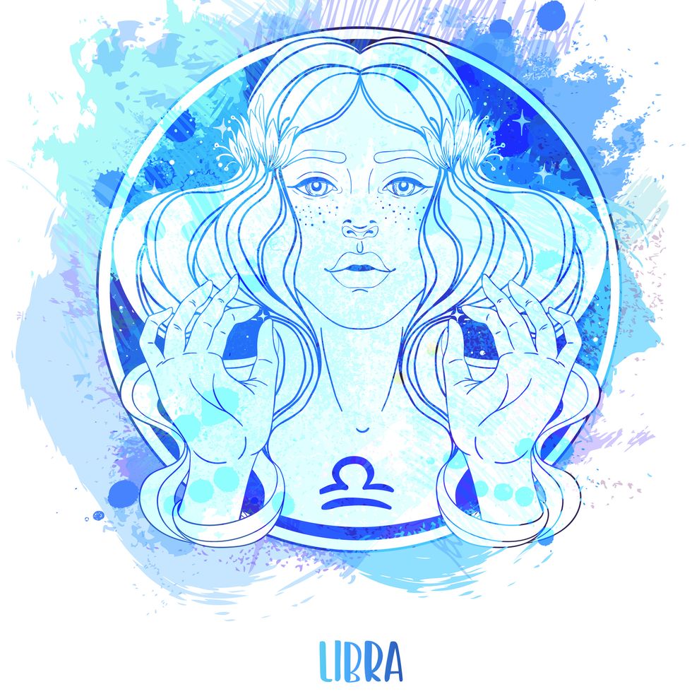 illustration of libra astrological sign as a beautiful girl