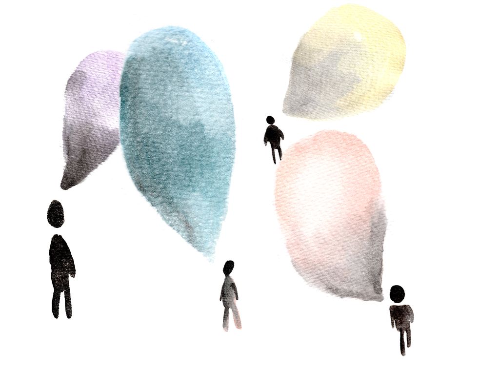 illustration of people talking in group