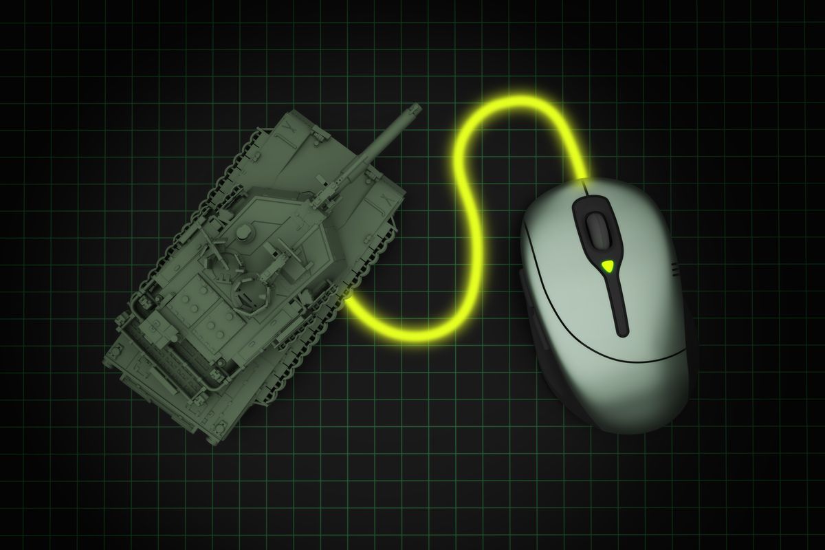 illustration of tank and computer mouse