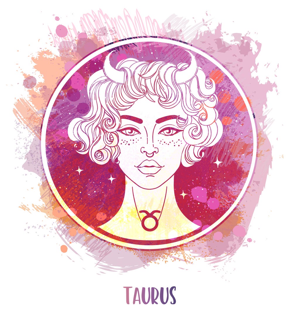 illustration of taurus astrological sign as a beautiful girl