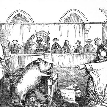 de berechting van een varken op een illustratie door robert chambers