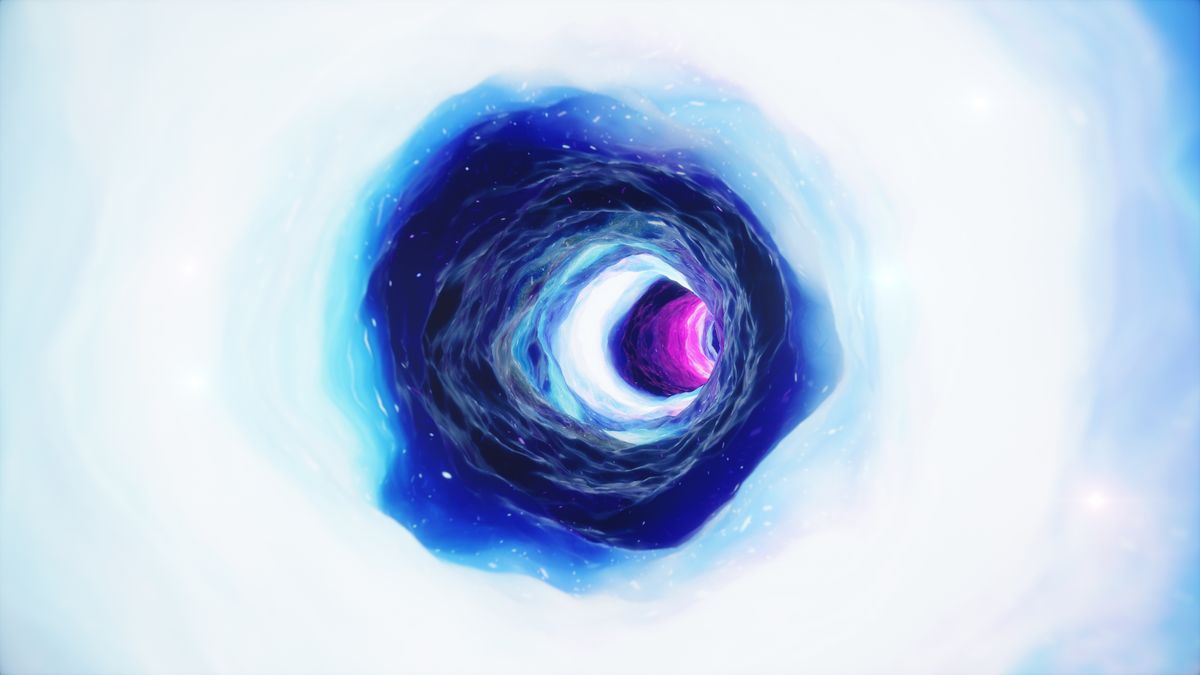 3d illustration tunnel or wormhole, tunnel that can connect one universe with another abstract speed tunnel warp in space, wormhole or black hole, scene of overcoming the temporary space in cosmos