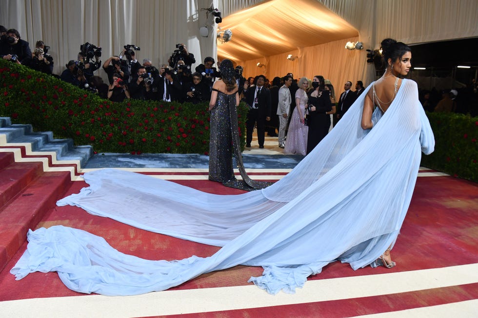 Imaan Hammam Wears a Long Train on the 2022 Met Gala Red Carpet