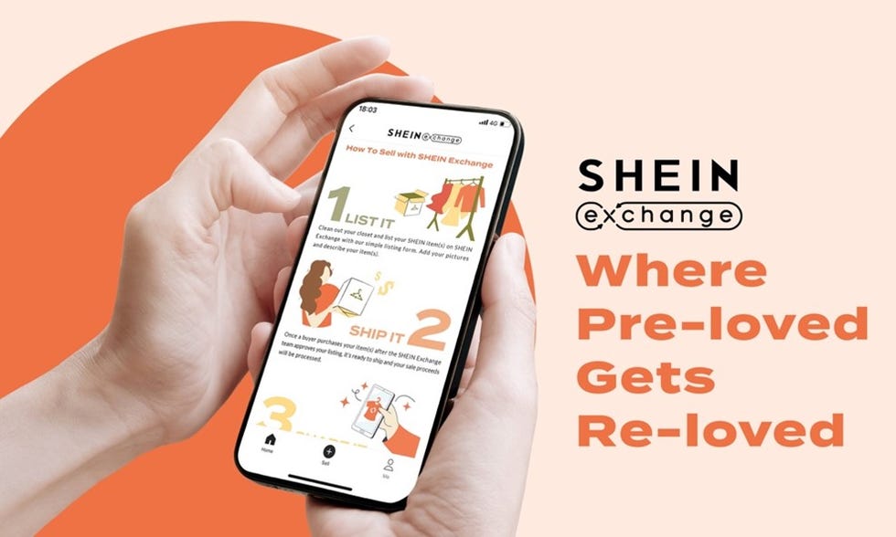 mobile app interface showcasing how to sell items through shein exchange