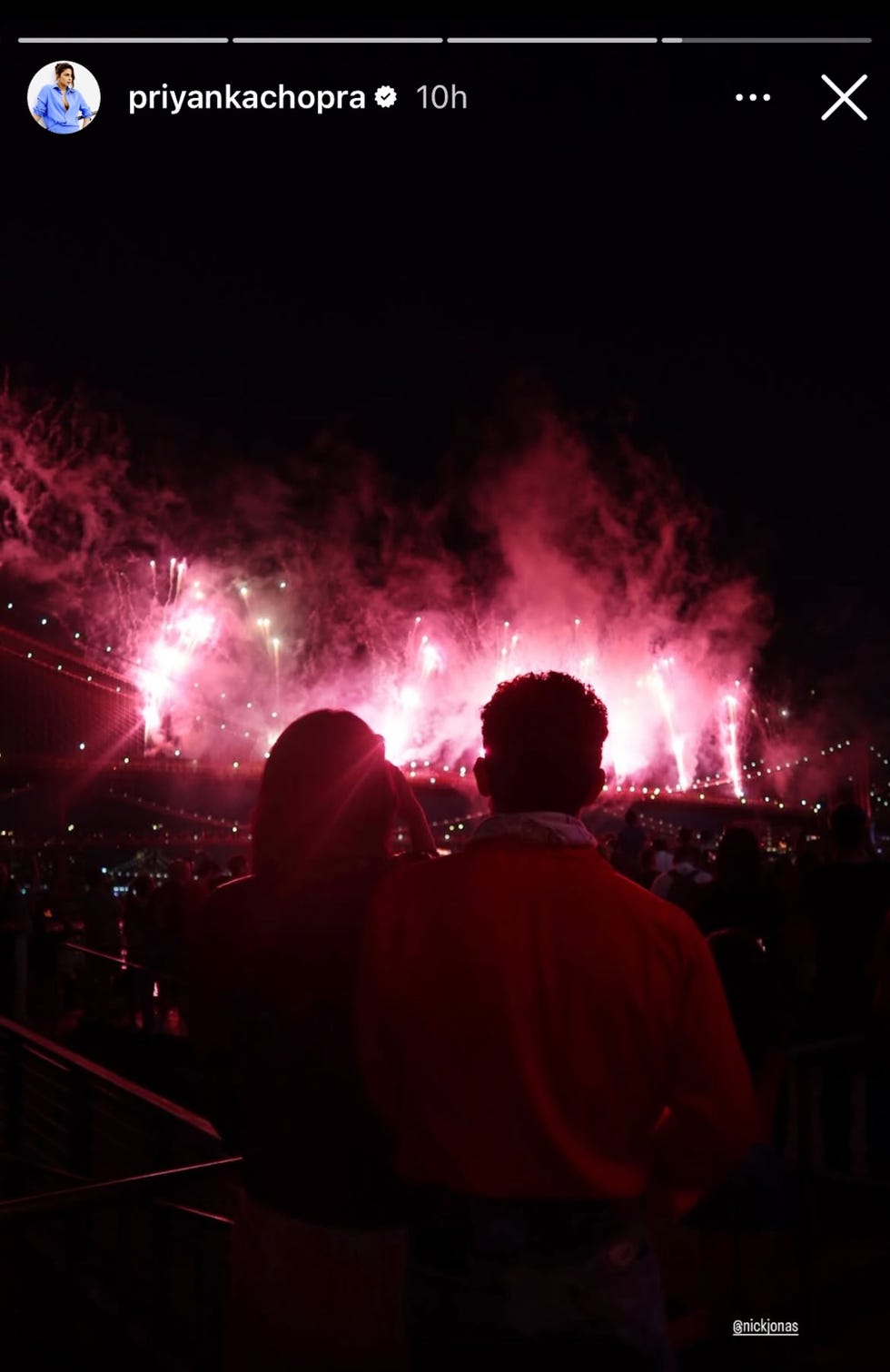 spectators enjoy a fireworks display at night