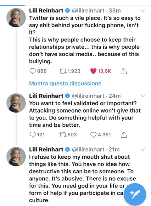 lili reinhart tweet rant