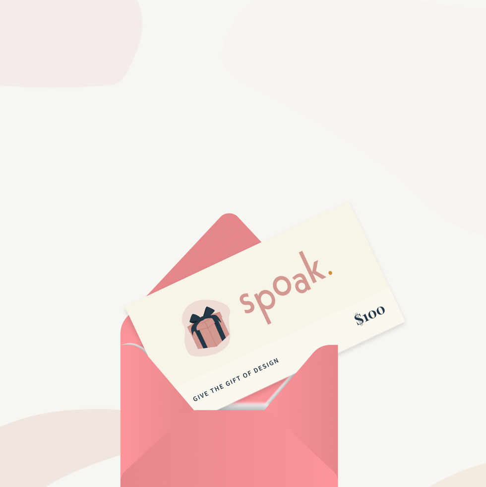an image of a spoak gift card coming out of a pink envelope