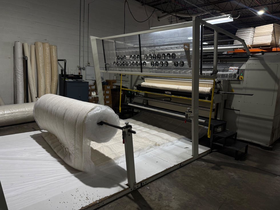 a quilting machine for mattresses in a gots certified facility