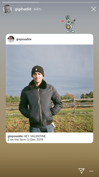 gigi's valentine's day 2020 instagram story about zayn