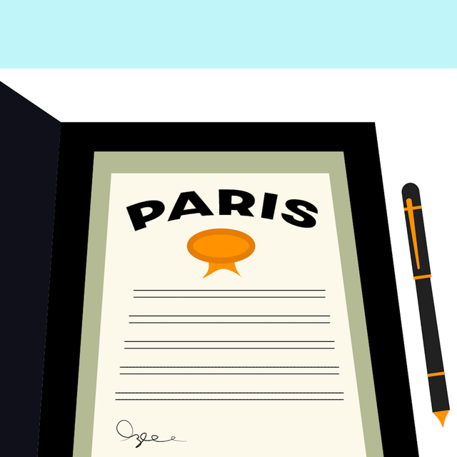 an illustration of the paris climate agreement with a signature at the bottom