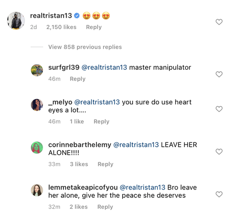tristan thompson comments on khloe kardashians instagram pic