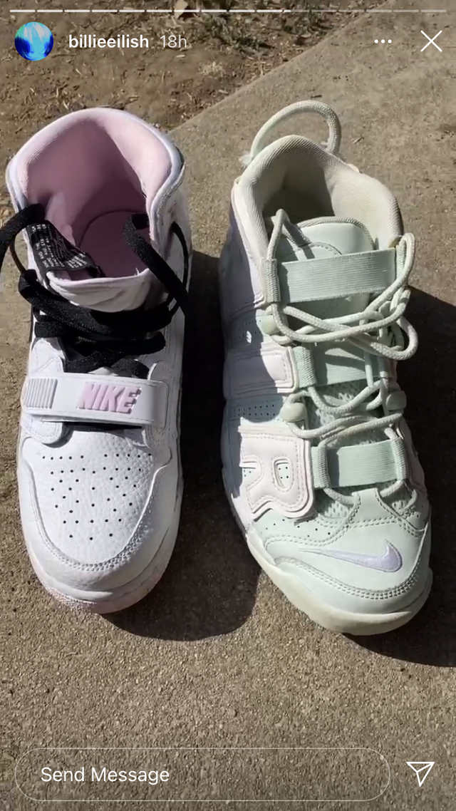A closer look at Billie Eilishs white Nike sneakers