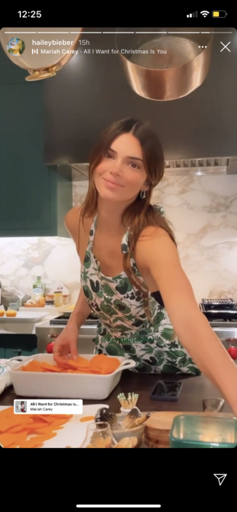 Kendall Jenner Wears a Festive Green Apron While Cooking with BFF ...