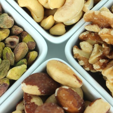 Image of mixed nuts (healthy-snack), cashews, walnuts, pistachios, brazils, healthy-fats