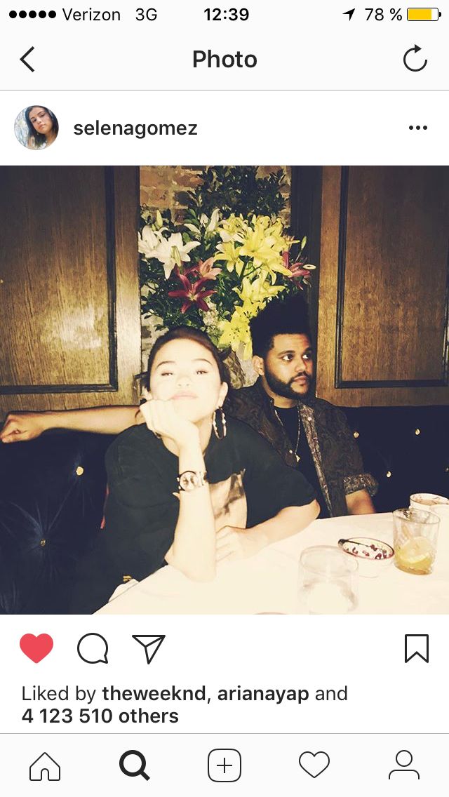 Selena Gomez and The Weeknd in her post