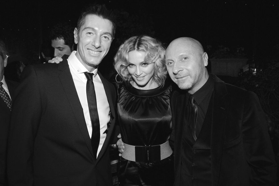 new york city, ny   december 2 l r stefano gabbana, madonna and domenico dolce attend the cinema society and piaget host the after party for "revolver" at gramercy park hotel rooftop on december 2, 2007 in new york city photo by billy farrellpatrick mcmullan via getty images
