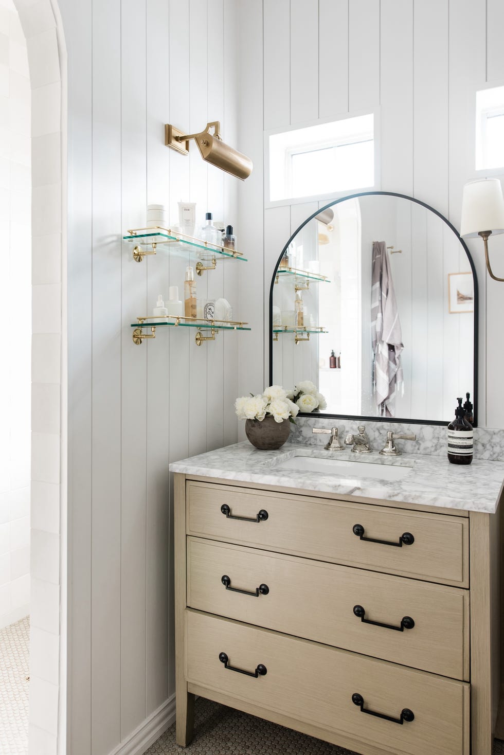 bathroom storage ideas glass shelves