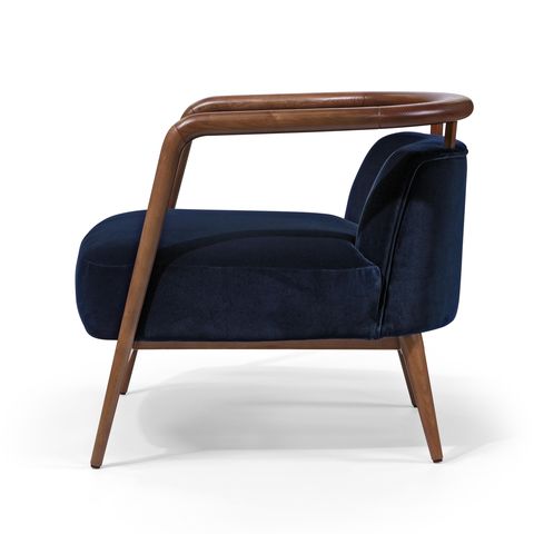 chair with deep blue velvet seat and back