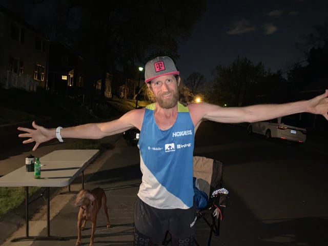 Michael Wardian poses after winning the Quarantine Backyard Ultra.