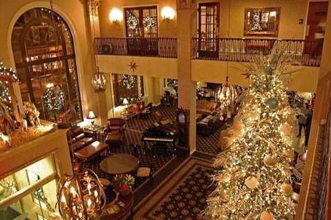Building, Lobby, Room, Ornament, Christmas, Interior design, Interior design, 